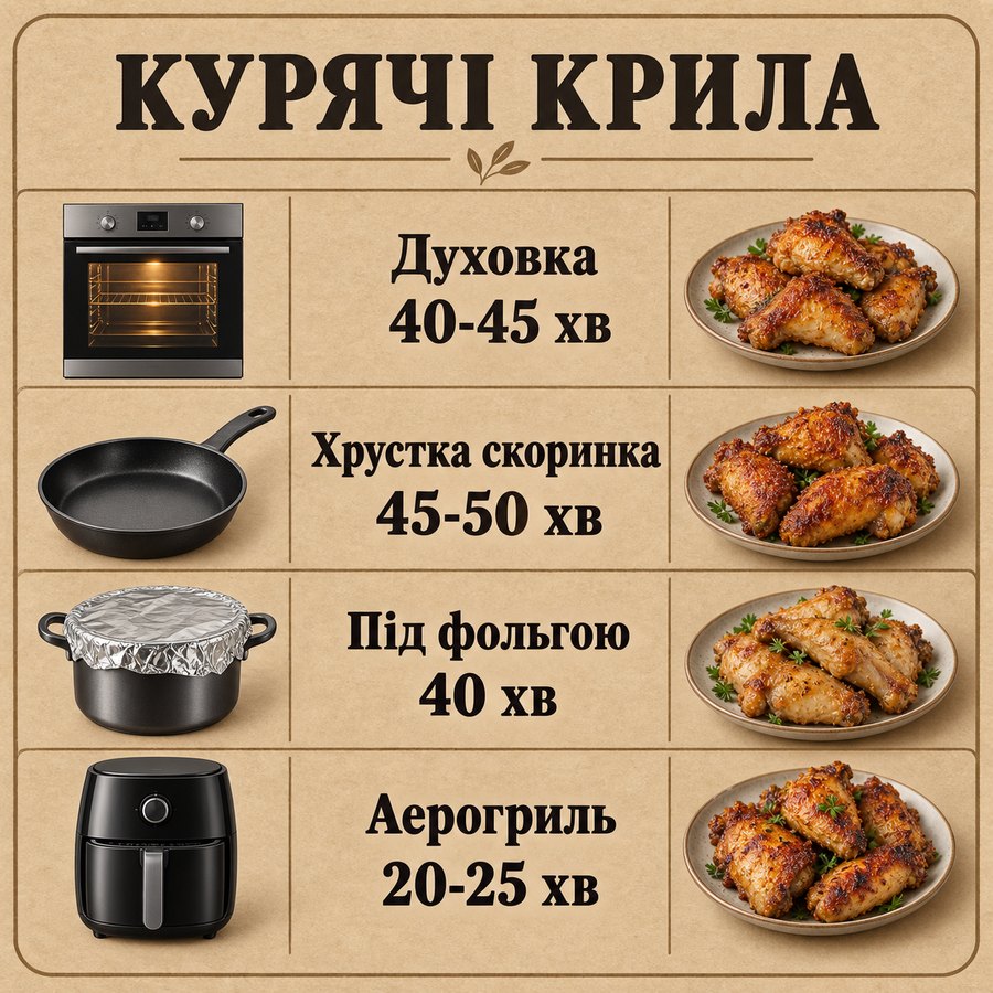 Инфографика: Как запечь замороженные куриные крылья в духовке за 40 минут