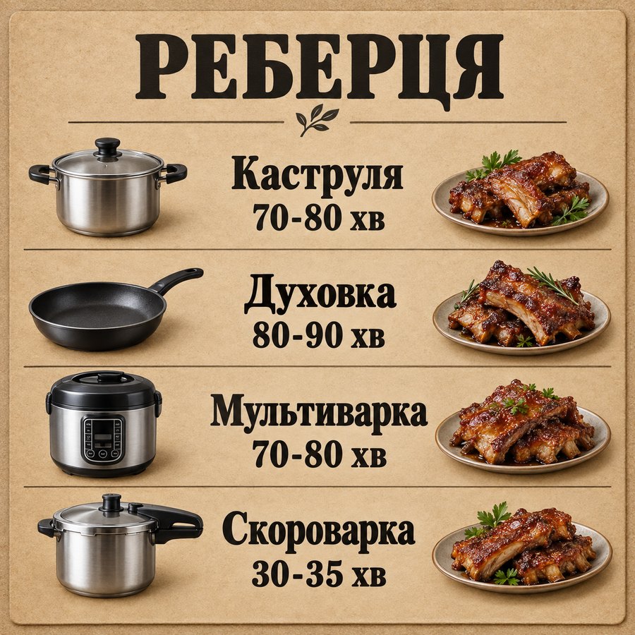 Инфографика: Как приготовить замороженные ребрышки: время варки и духовки
