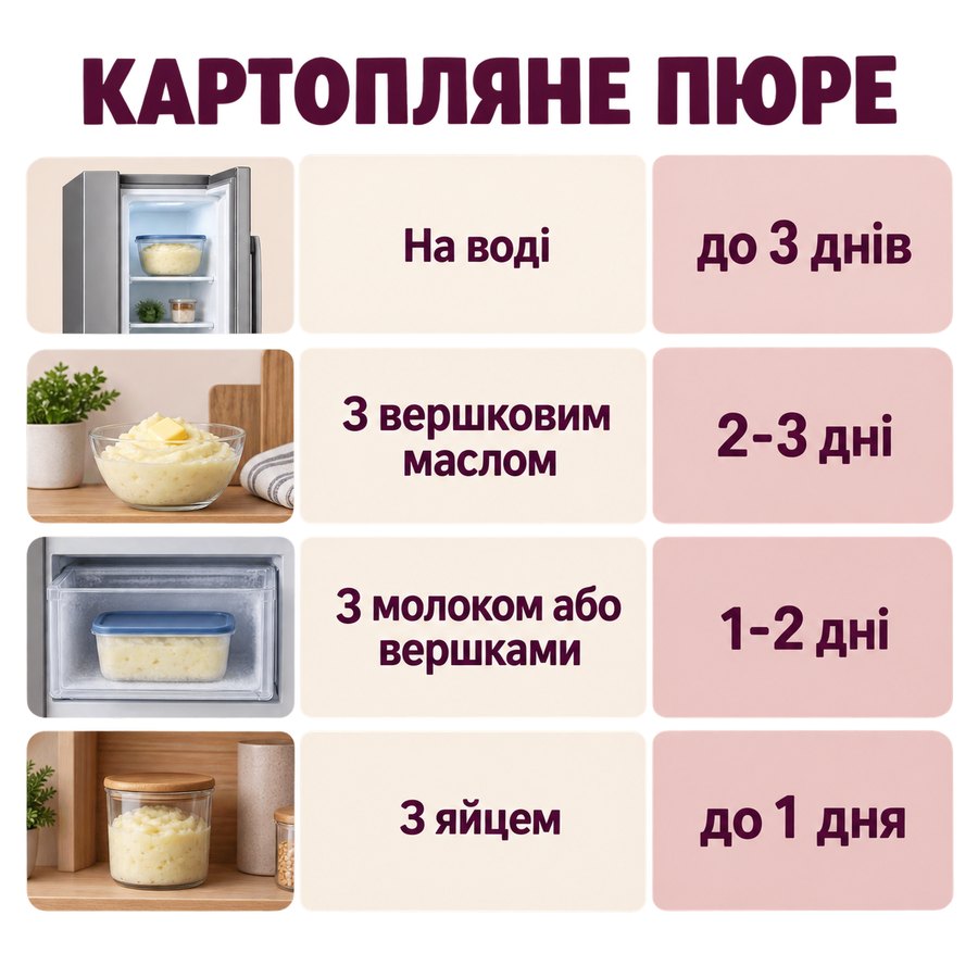 Инфографика: Сколько хранится картофельное пюре в холодильнике