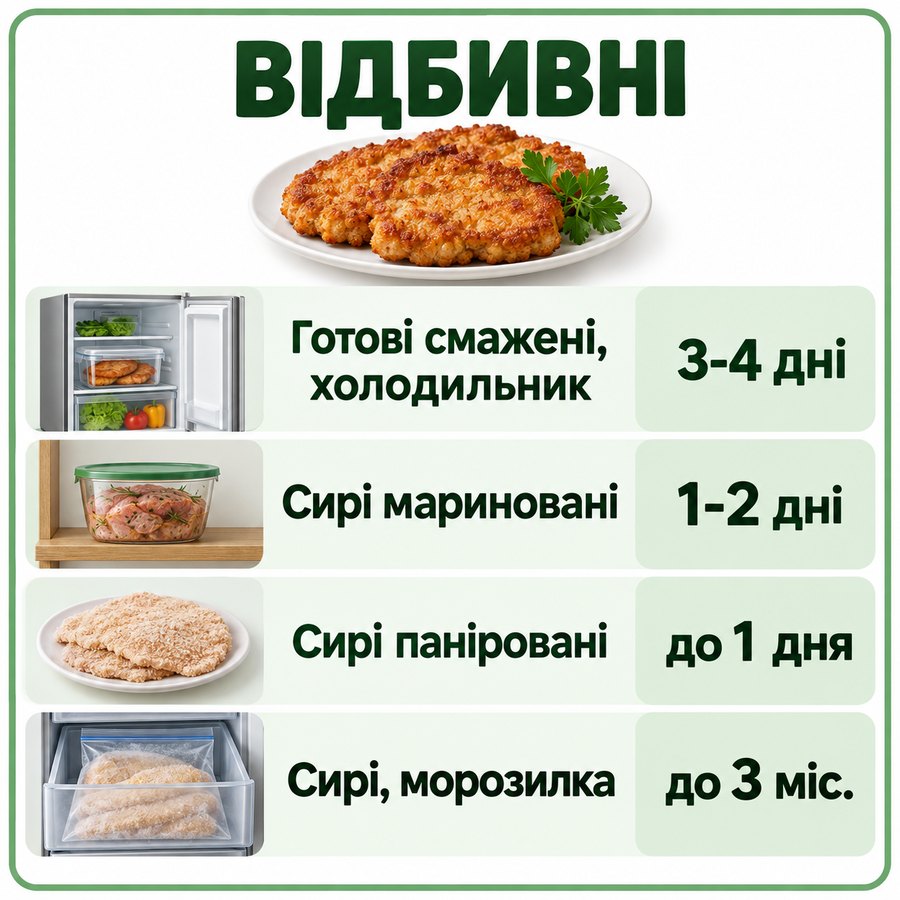 Инфографика: Сколько хранятся отбивные в холодильнике