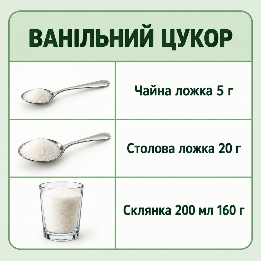 Инфографика: Сколько граммов ванильного сахара в ложке, стакане и пакетике