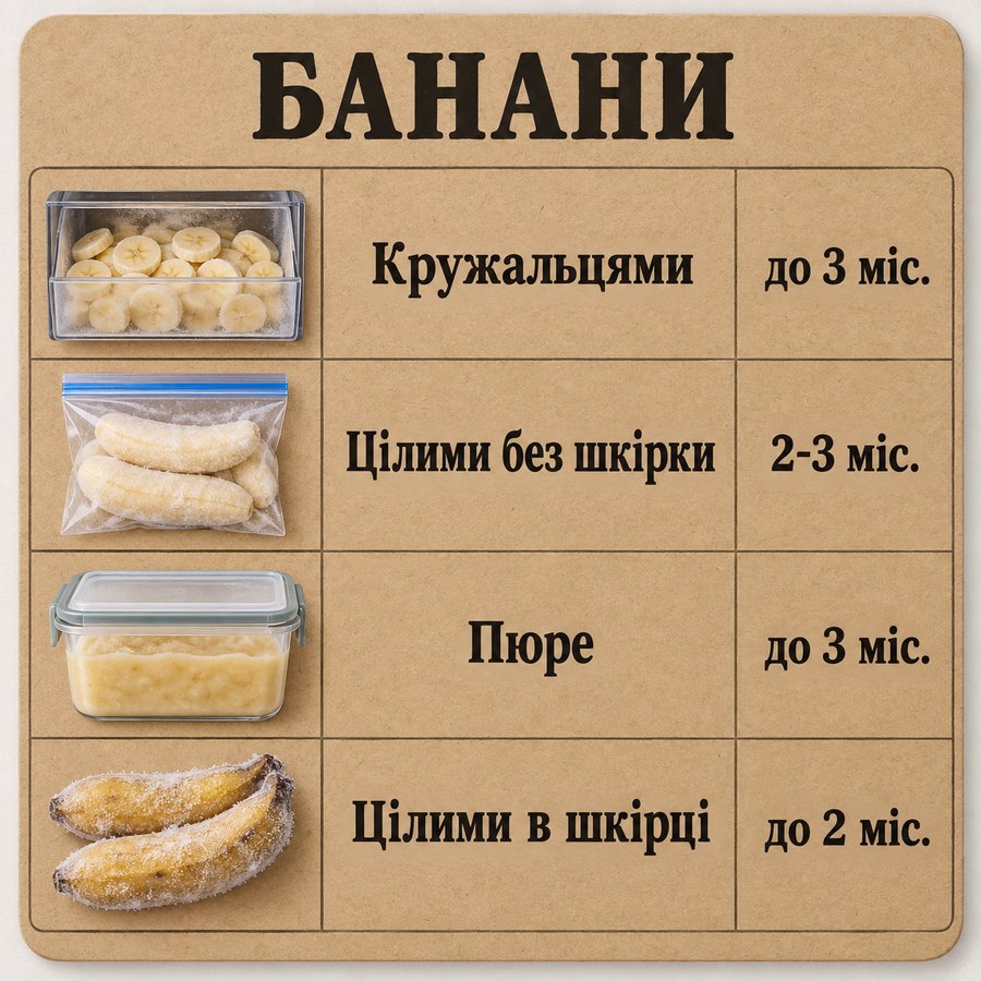 Инфографика: Можно ли замораживать бананы: сроки и способы хранения