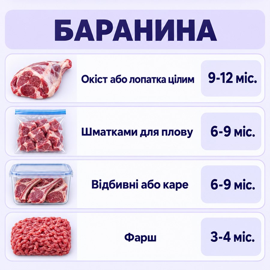 Инфографика: Можно ли замораживать баранину: сроки хранения, советы