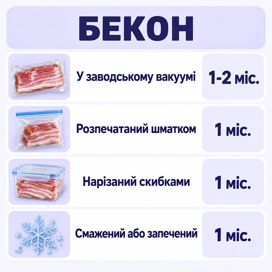 Инфографика: Можно ли замораживать бекон: сроки хранения, советы