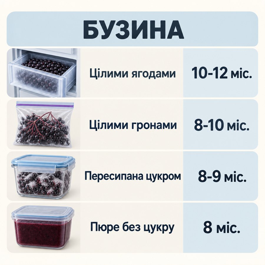 Инфографика: Можно ли замораживать бузину на зиму: сроки хранения