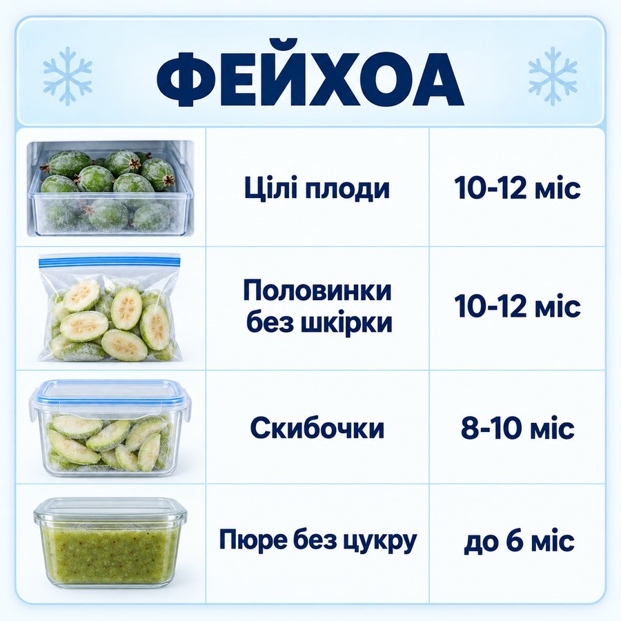 Инфографика: Можно ли замораживать фейхоа: способы и сроки хранения