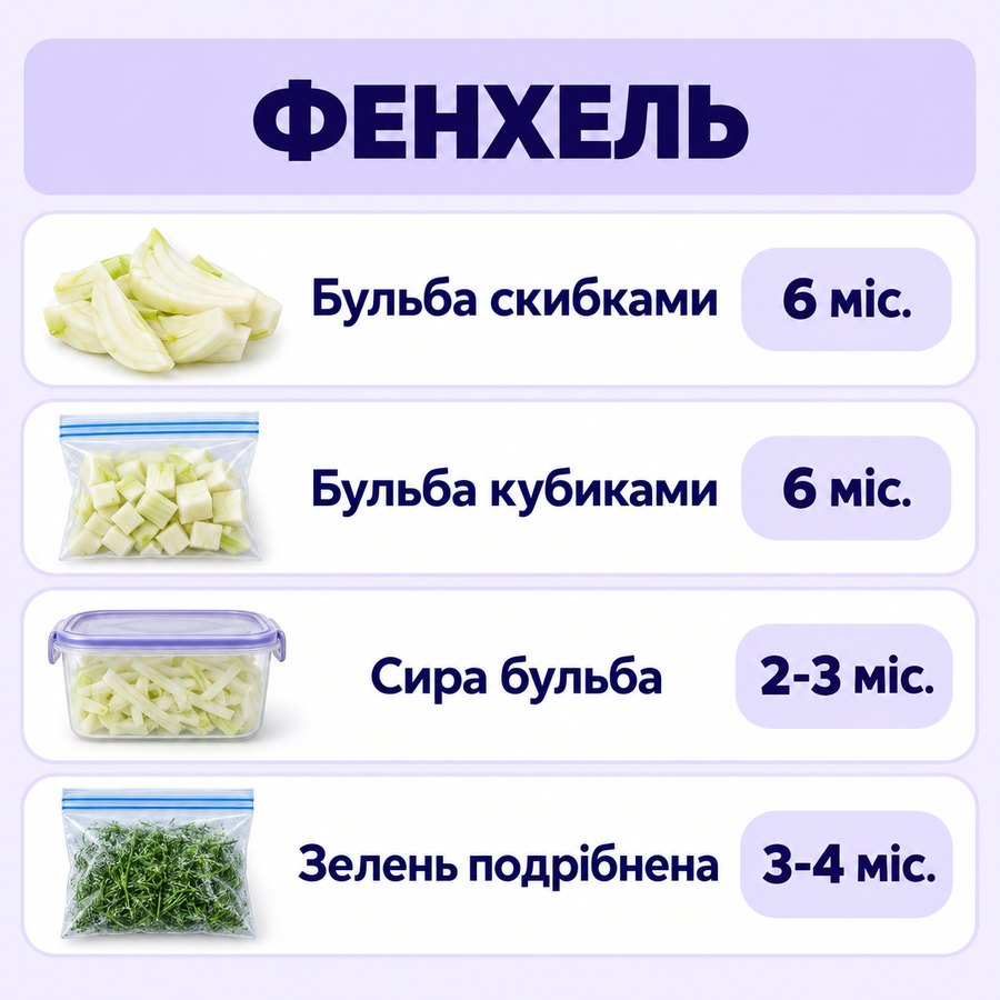 Инфографика: Можно ли замораживать фенхель: способы, сроки и советы