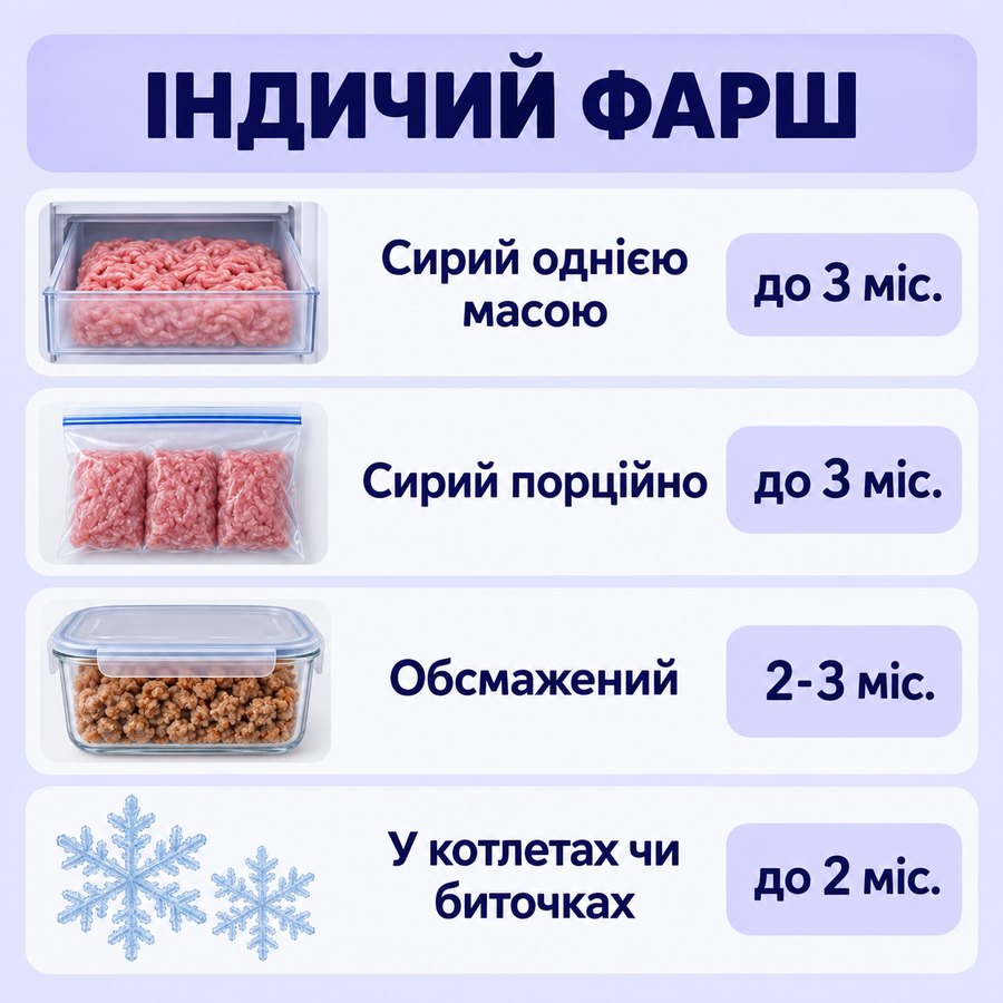 Инфографика: Можно ли замораживать фарш из индейки: сколько хранится