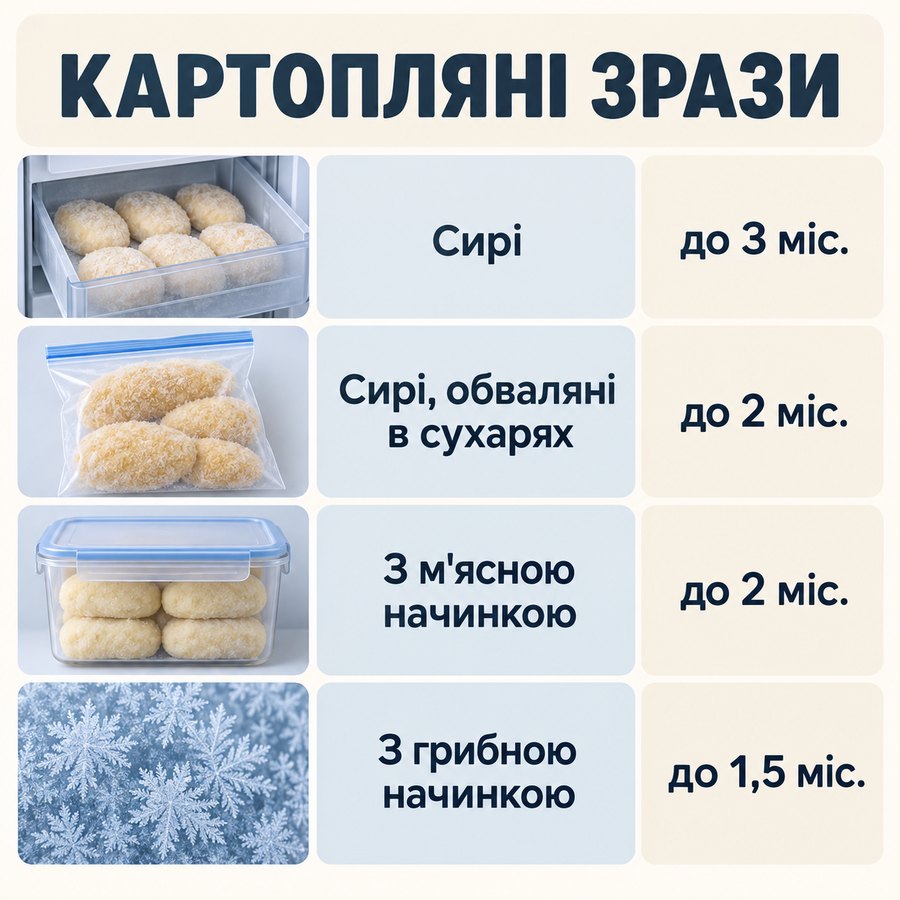 Инфографика: Можно ли замораживать картофельные зразы: сроки и советы