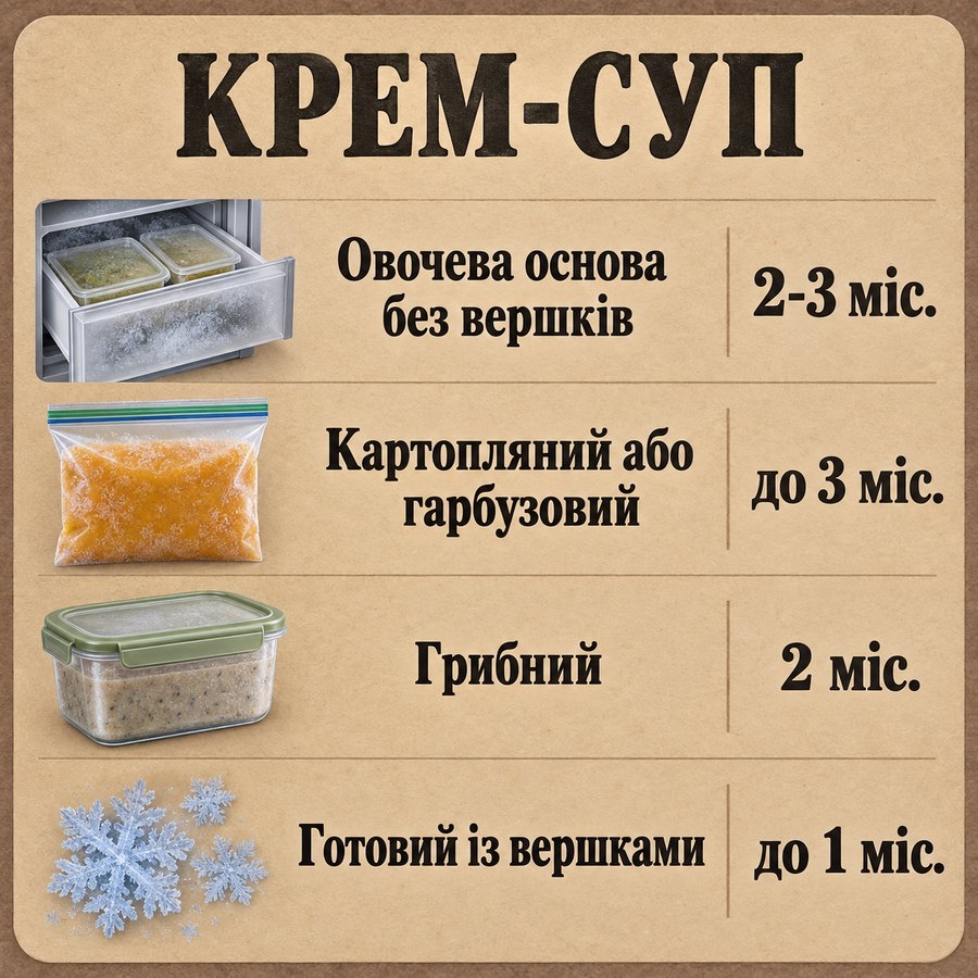 Инфографика: Можно ли замораживать крем-суп: сроки и правила хранения