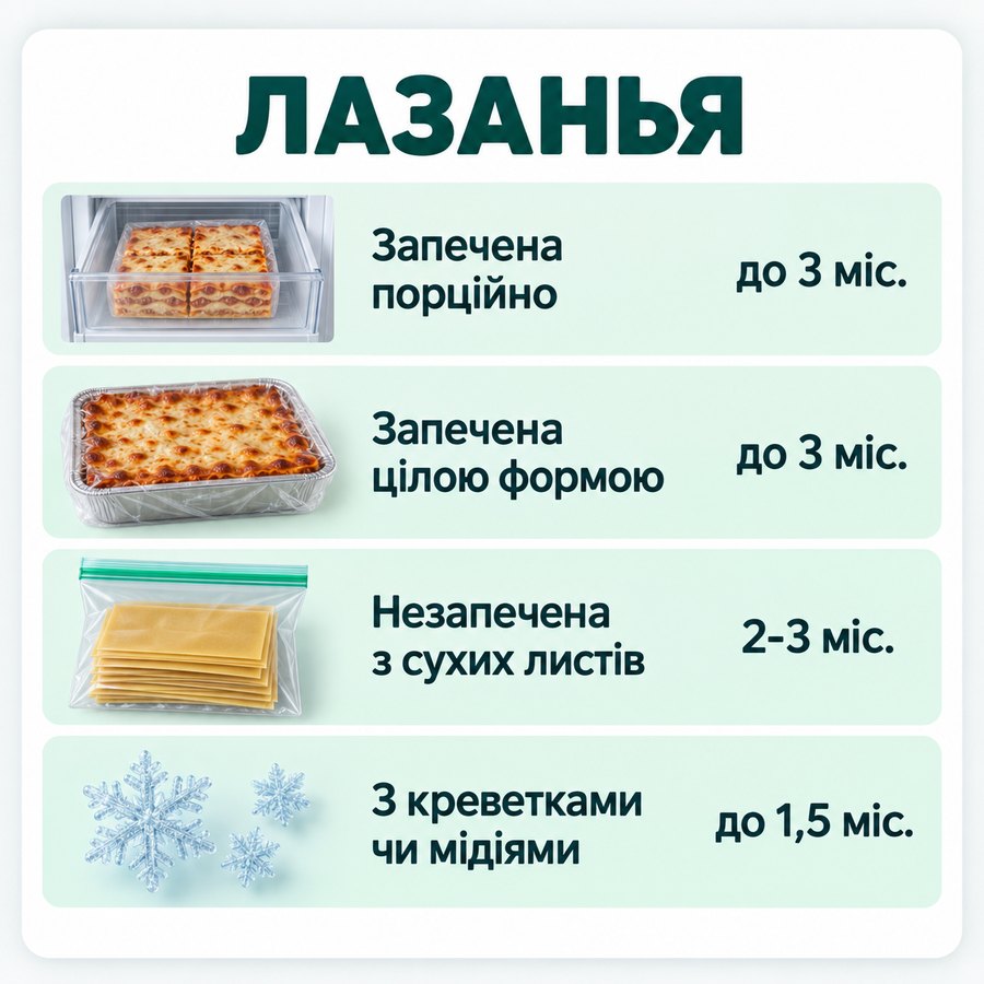 Инфографика: Можно ли замораживать лазанью: сколько хранится