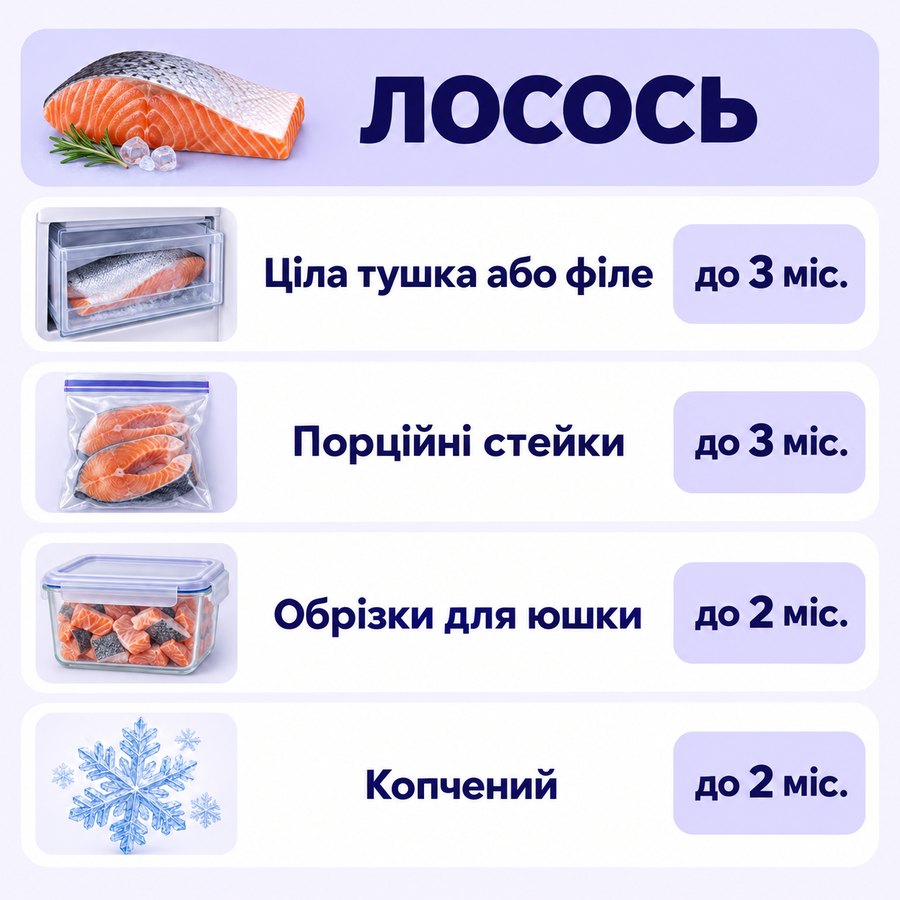 Инфографика: Можно ли замораживать лосось: срок хранения в морозилке