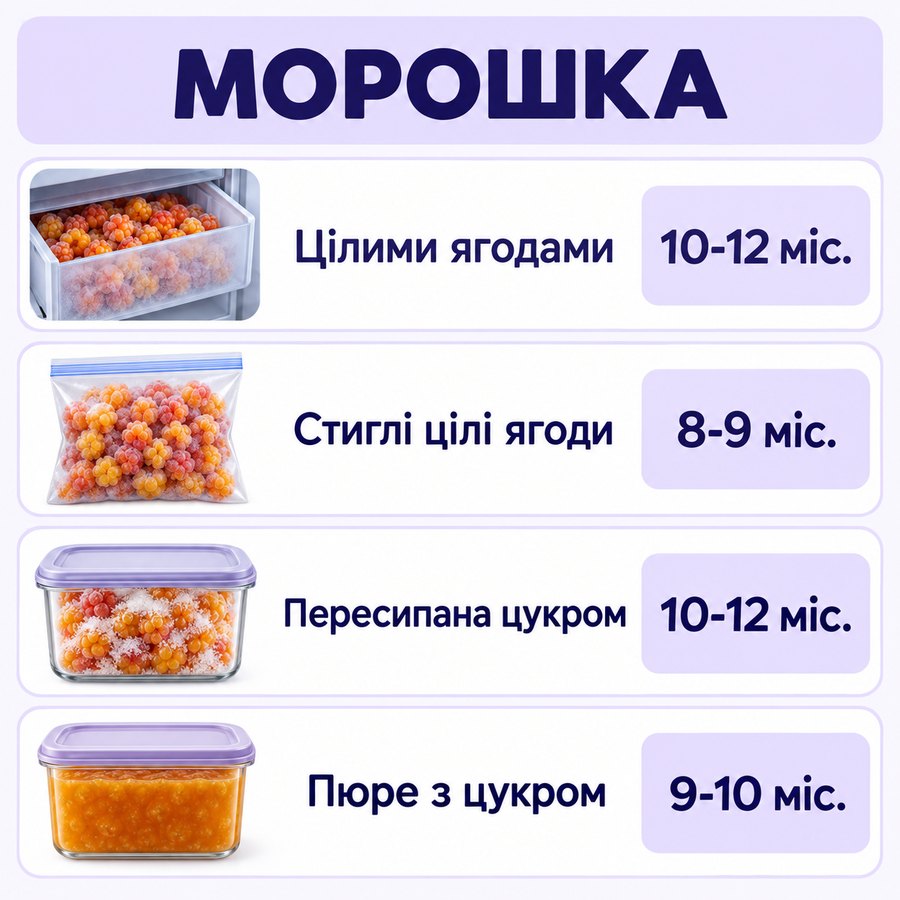 Инфографика: Можно ли замораживать морошку на зиму: сроки хранения