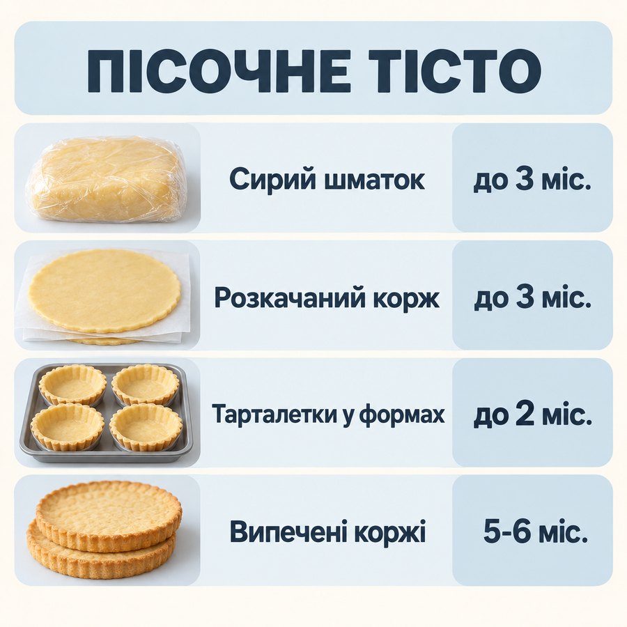 Инфографика: Можно ли замораживать песочное тесто: сроки хранения
