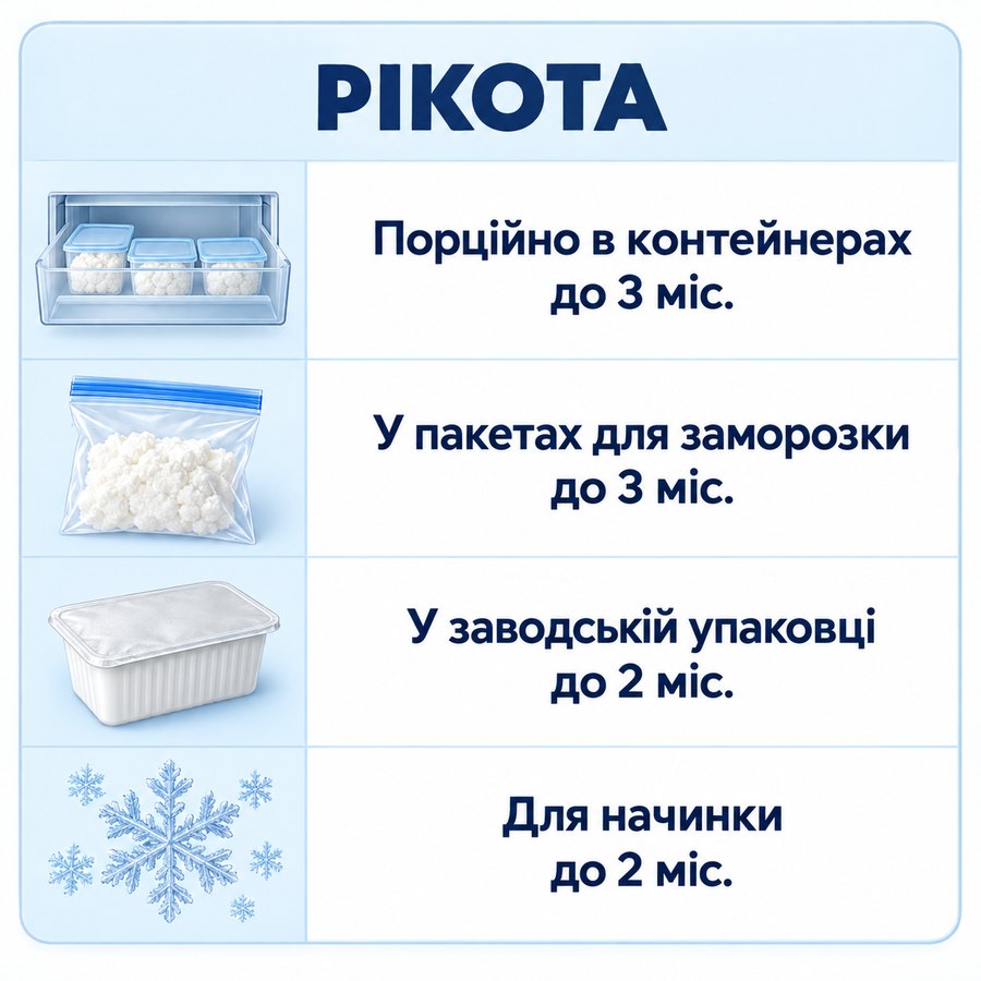 Инфографика: Можно ли замораживать рикотту и сколько она хранится