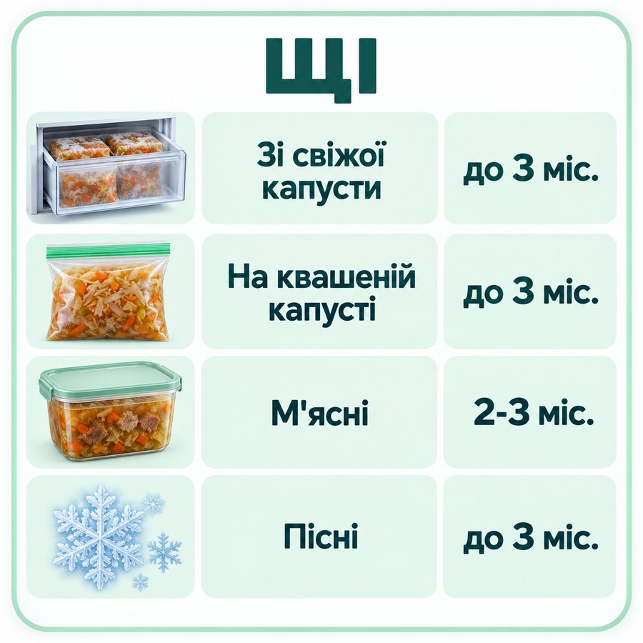 Инфографика: Можно ли замораживать щи: сроки хранения и правила