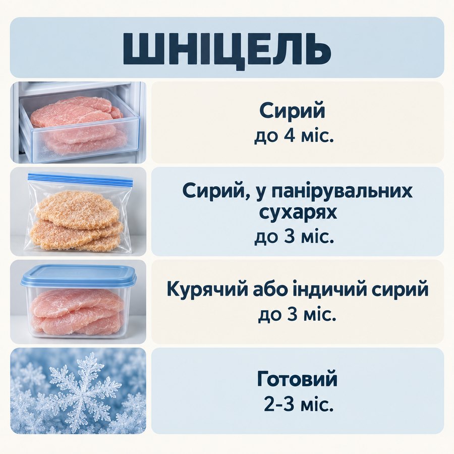 Инфографика: Можно ли замораживать шницель: сколько и как хранить