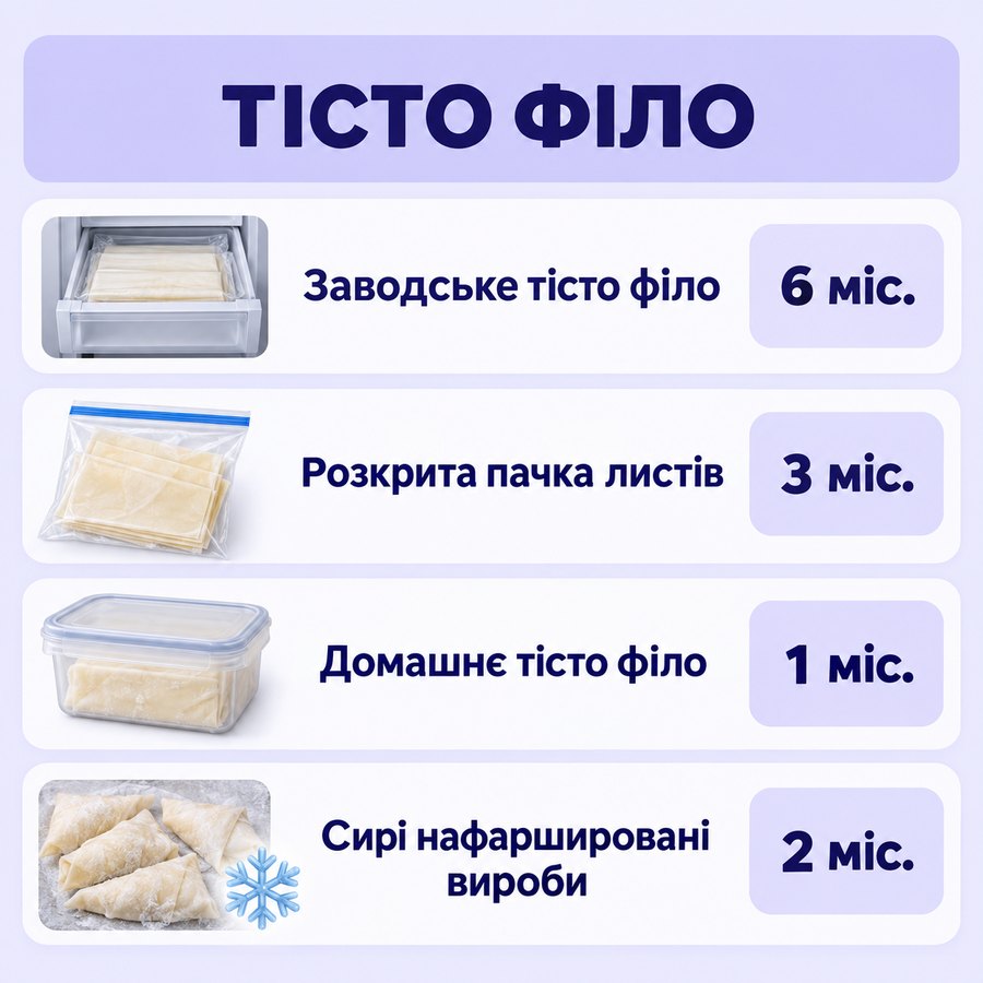 Инфографика: Можно ли замораживать тесто фило: сколько оно хранится