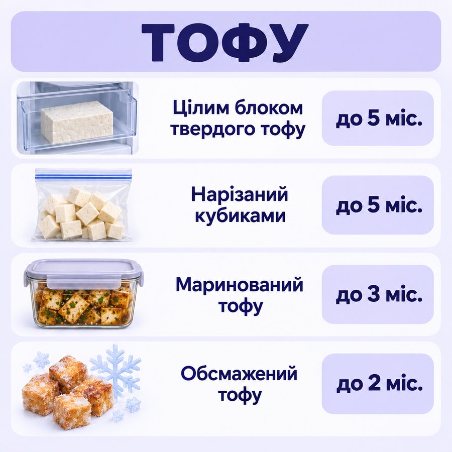 Инфографика: Можно ли замораживать тофу: сроки хранения в морозилке