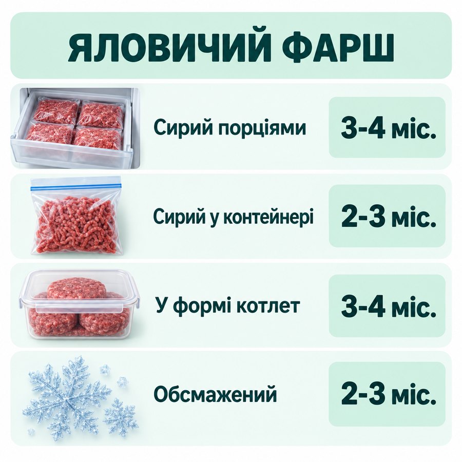Инфографика: Можно ли замораживать говяжий фарш: сроки хранения