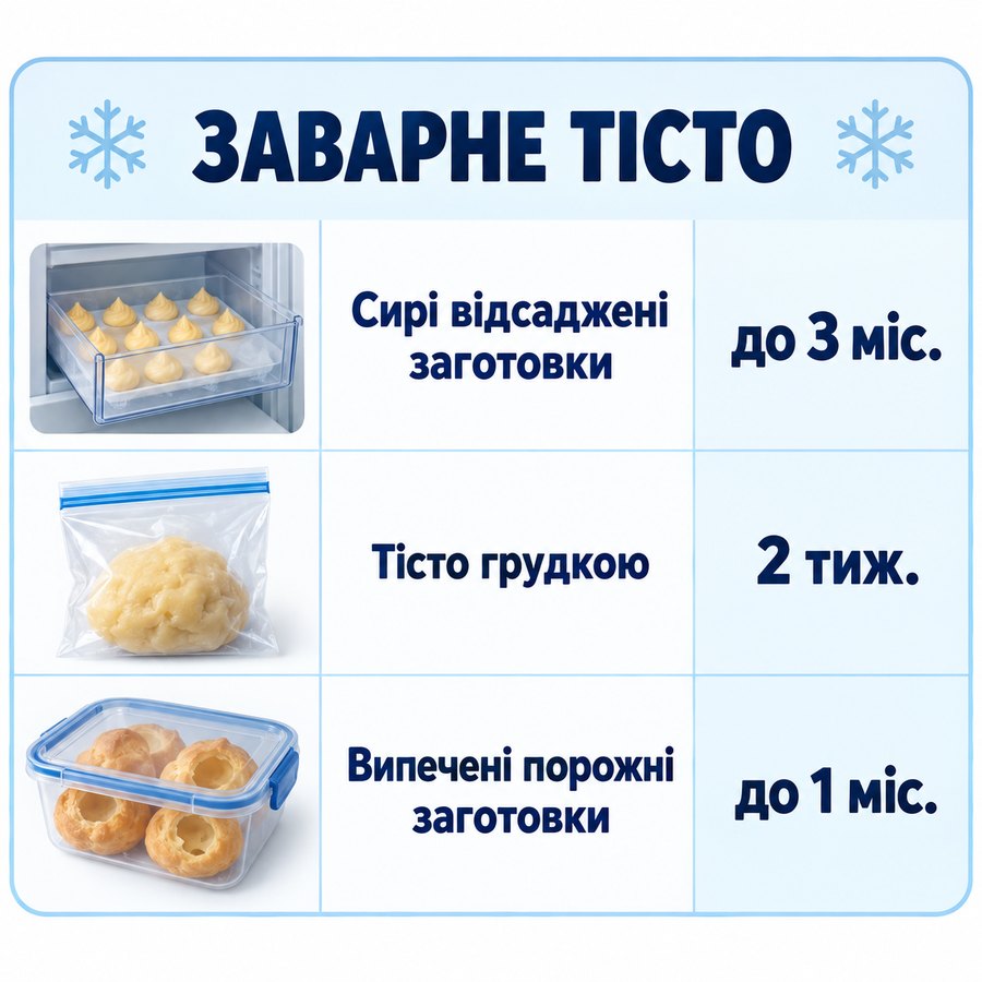 Инфографика: Можно ли замораживать заварное тесто: сроки хранения