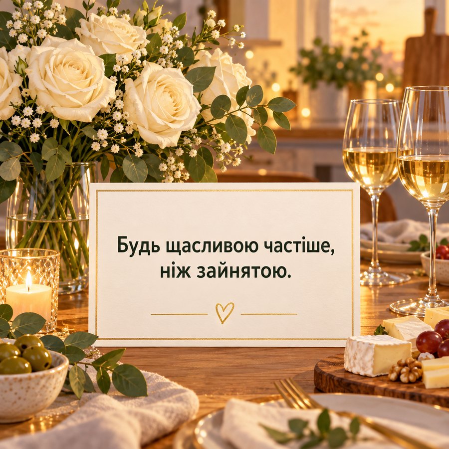 Тост: будь щасливою частіше, ніж зайнятою