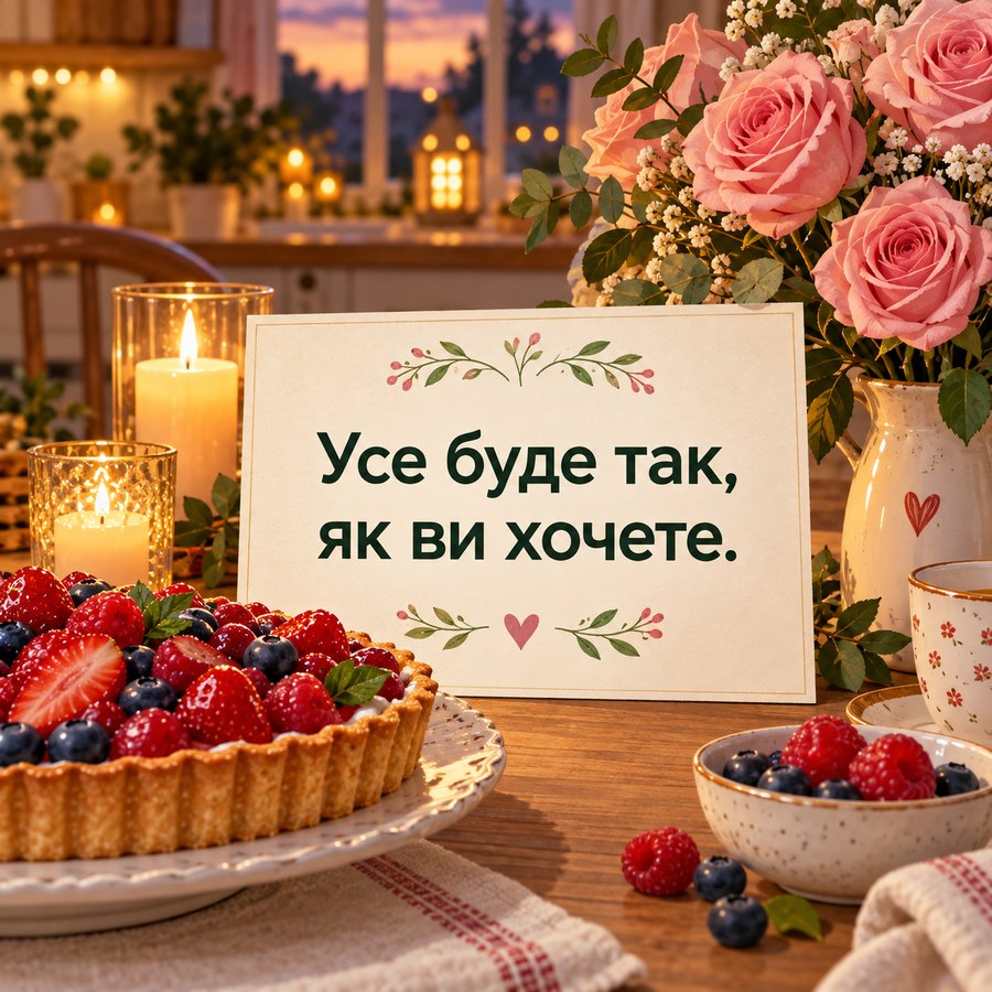 Красива листівка коханій: Усе буде так, як ви хочете, троянди і свічки