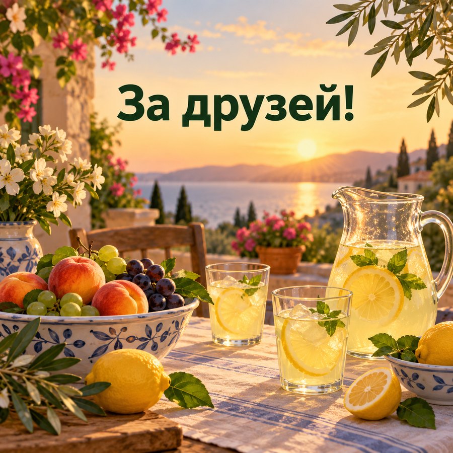 Открытка: За друзей!