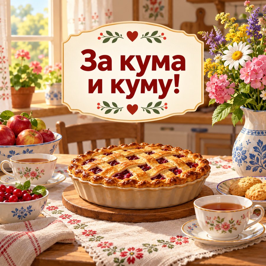 Открытка: За кума и куму!