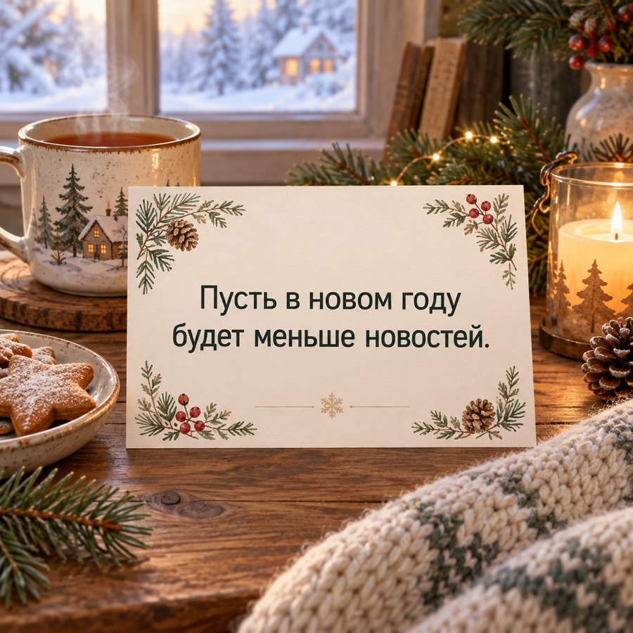 Открытка: Пусть в новом году будет меньше новостей