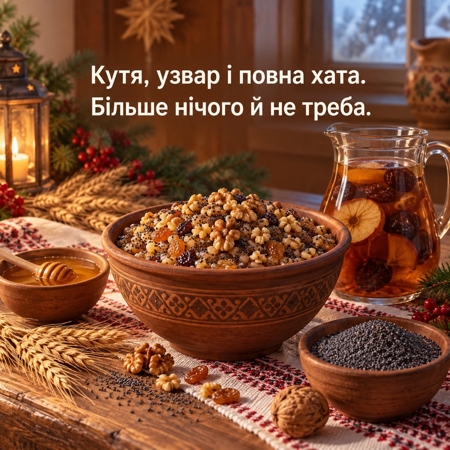 Листівка: Кутя, узвар і повна хата, більше нічого й не треба