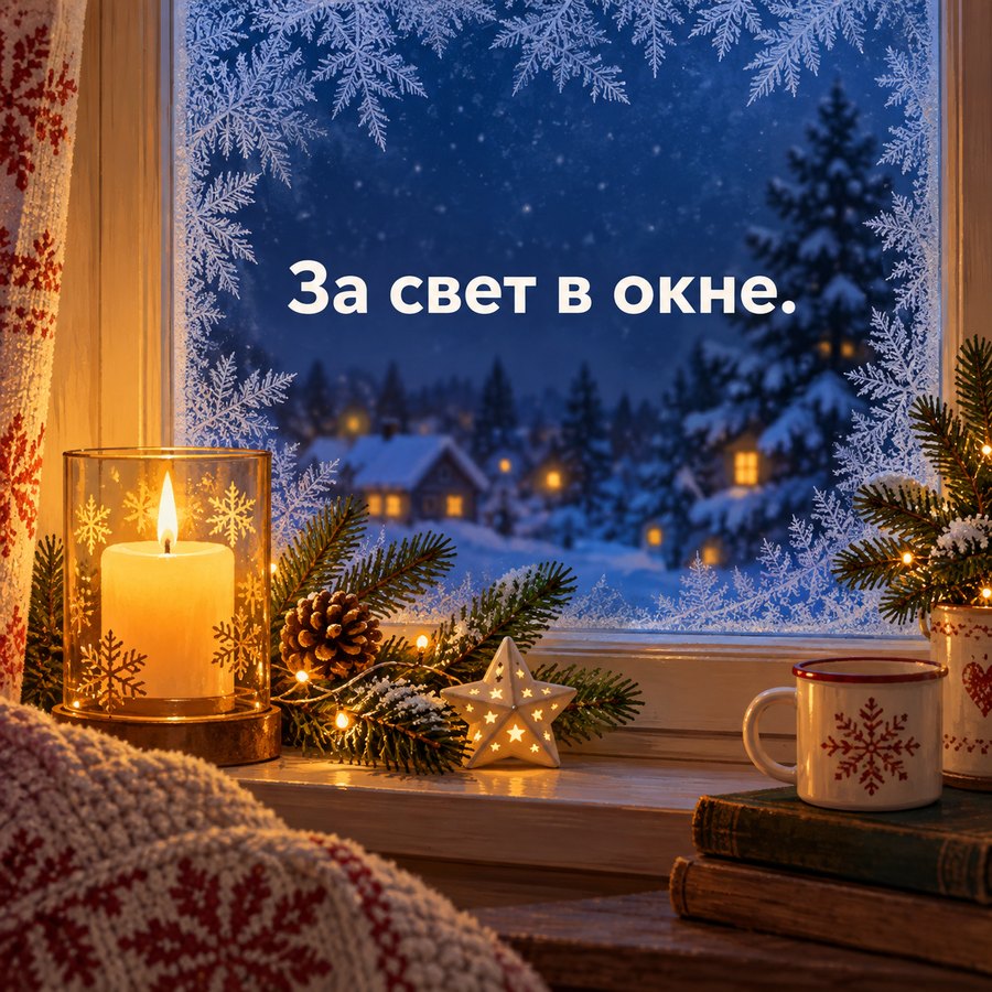 Открытка: За свет в окне