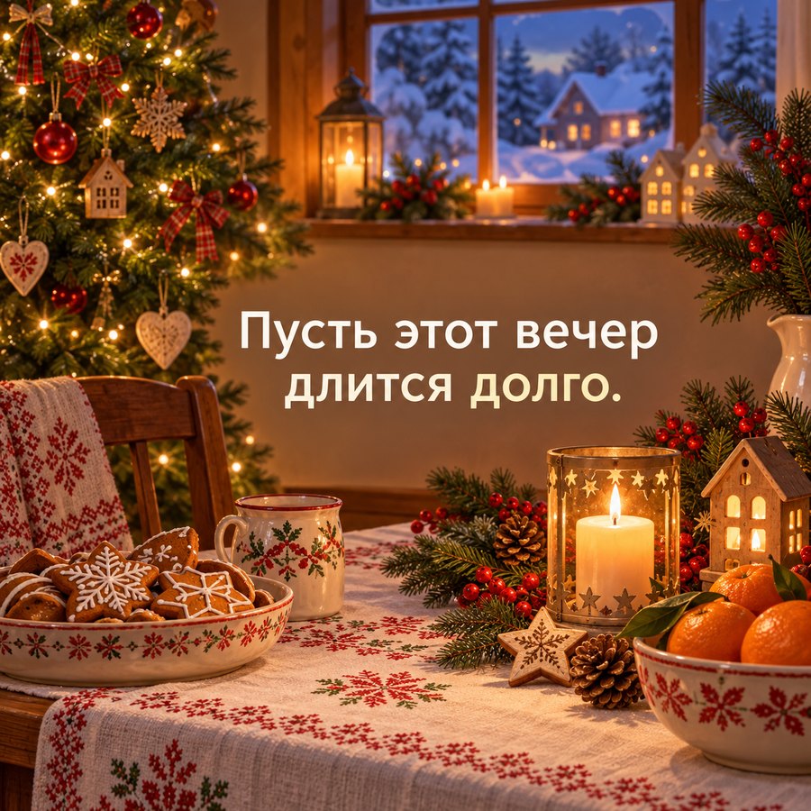 Открытка: Пусть этот вечер длится долго