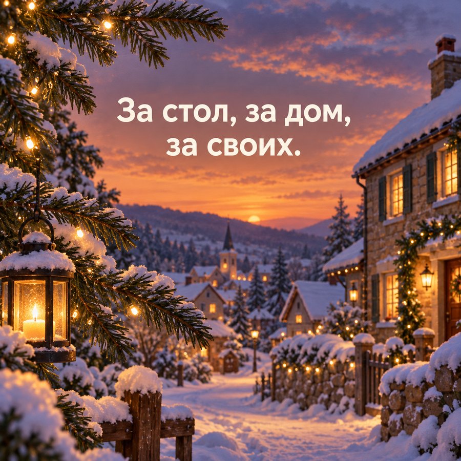 Открытка: За стол, за дом, за своих
