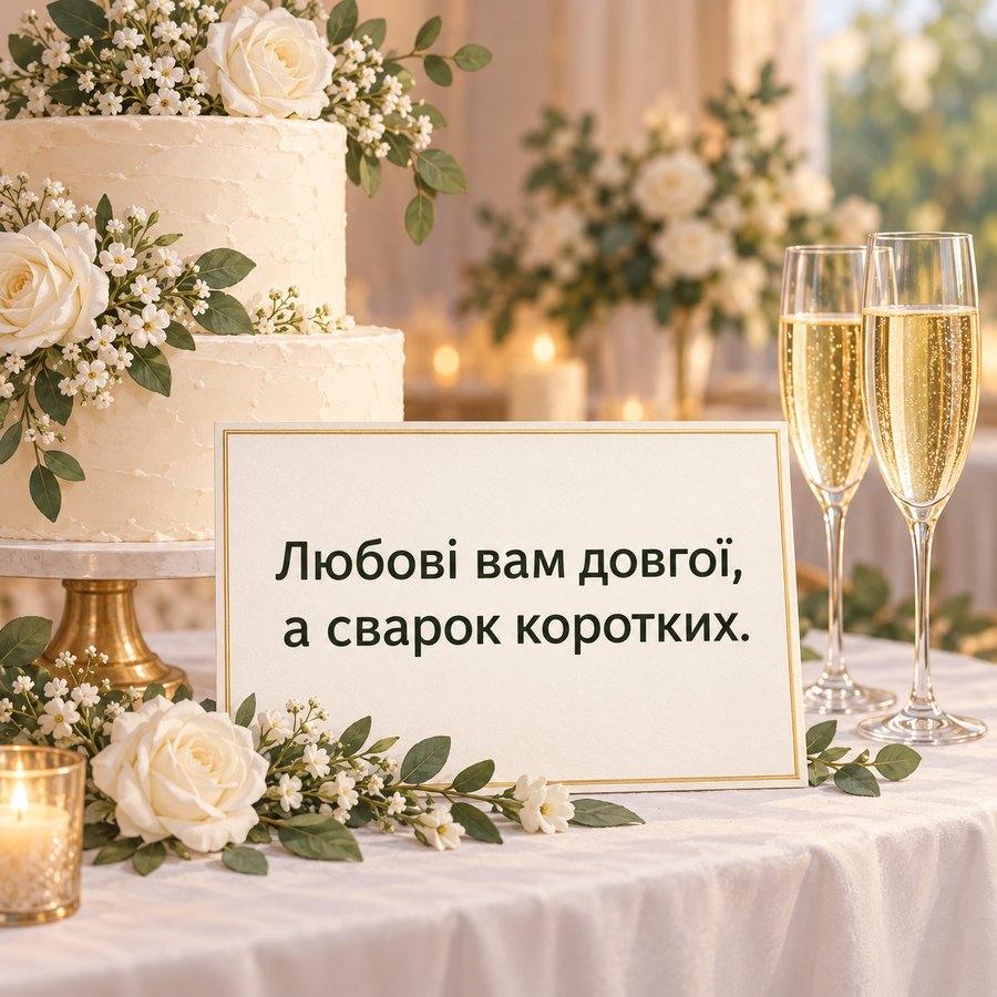 Листівка з тостом: Любові вам довгої, а сварок коротких