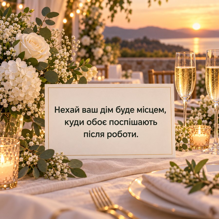 Листівка: Нехай ваш дім буде місцем, куди обоє поспішають після роботи