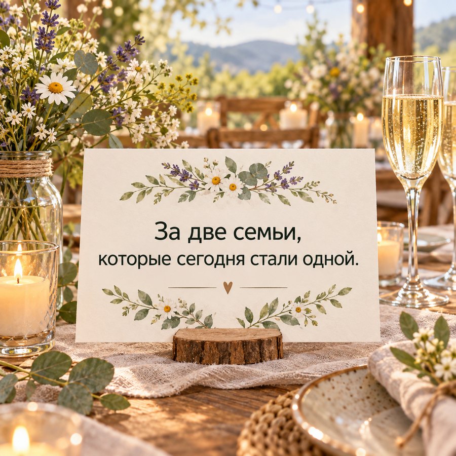 Открытка: За две семьи, которые сегодня стали одной