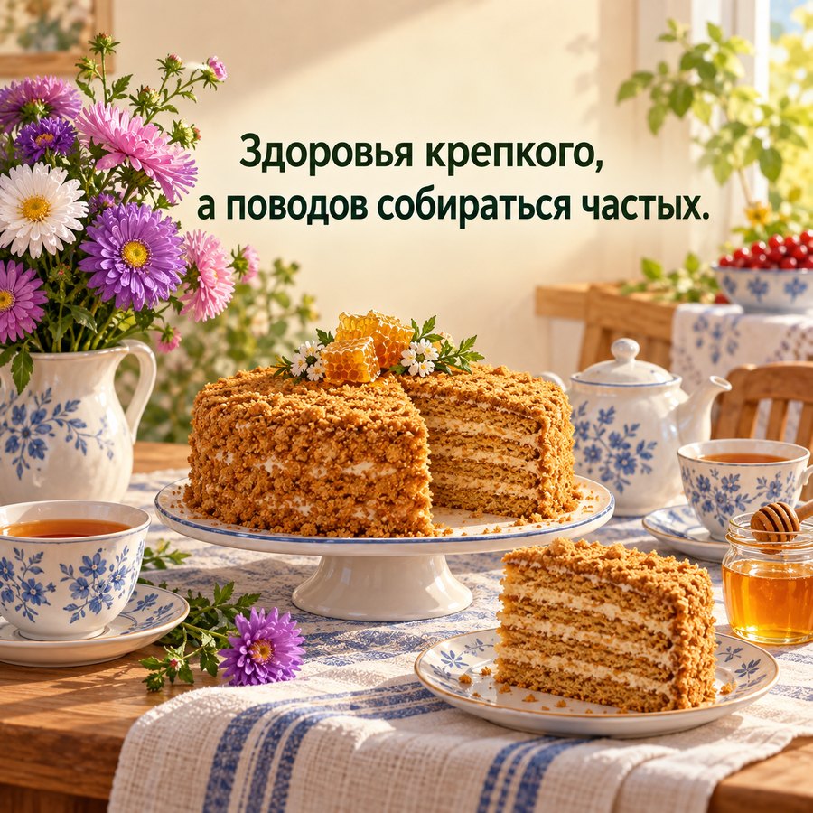 Открытка: Здоровья крепкого, а поводов собираться частых