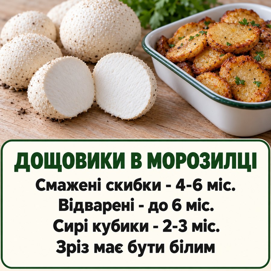 Заморозка дощовиків: смажені 4-6 місяців, відварені до 6
